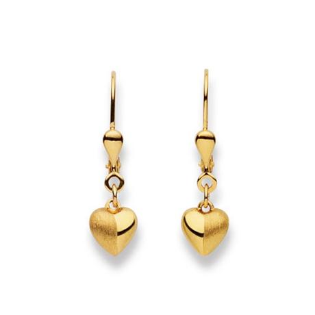 MUAU Schmuck  Ohrhänger Herz Gelbgold 750, 25x7mm 
