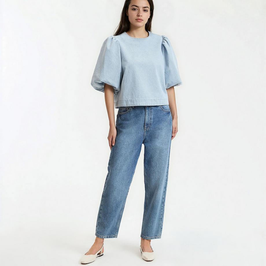 La Redoute Collections Blouse Rayée à Manches 3/4 Bouffantes  