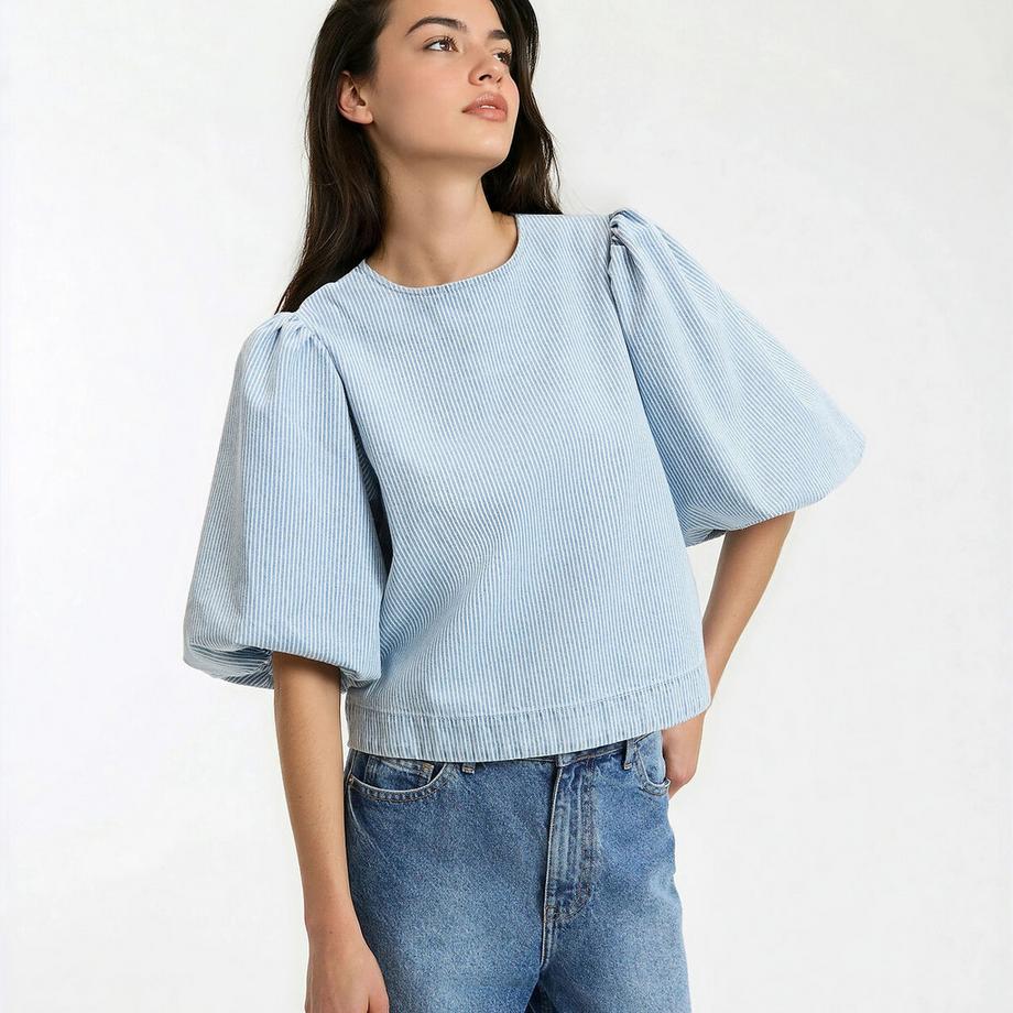 Blouse courte à rayures