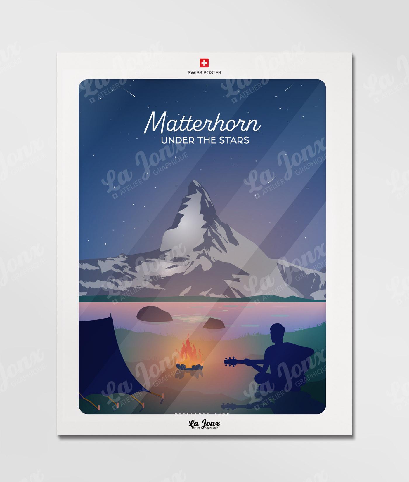 La-Jonx Matterhorn sous les étoiles - Poster  
