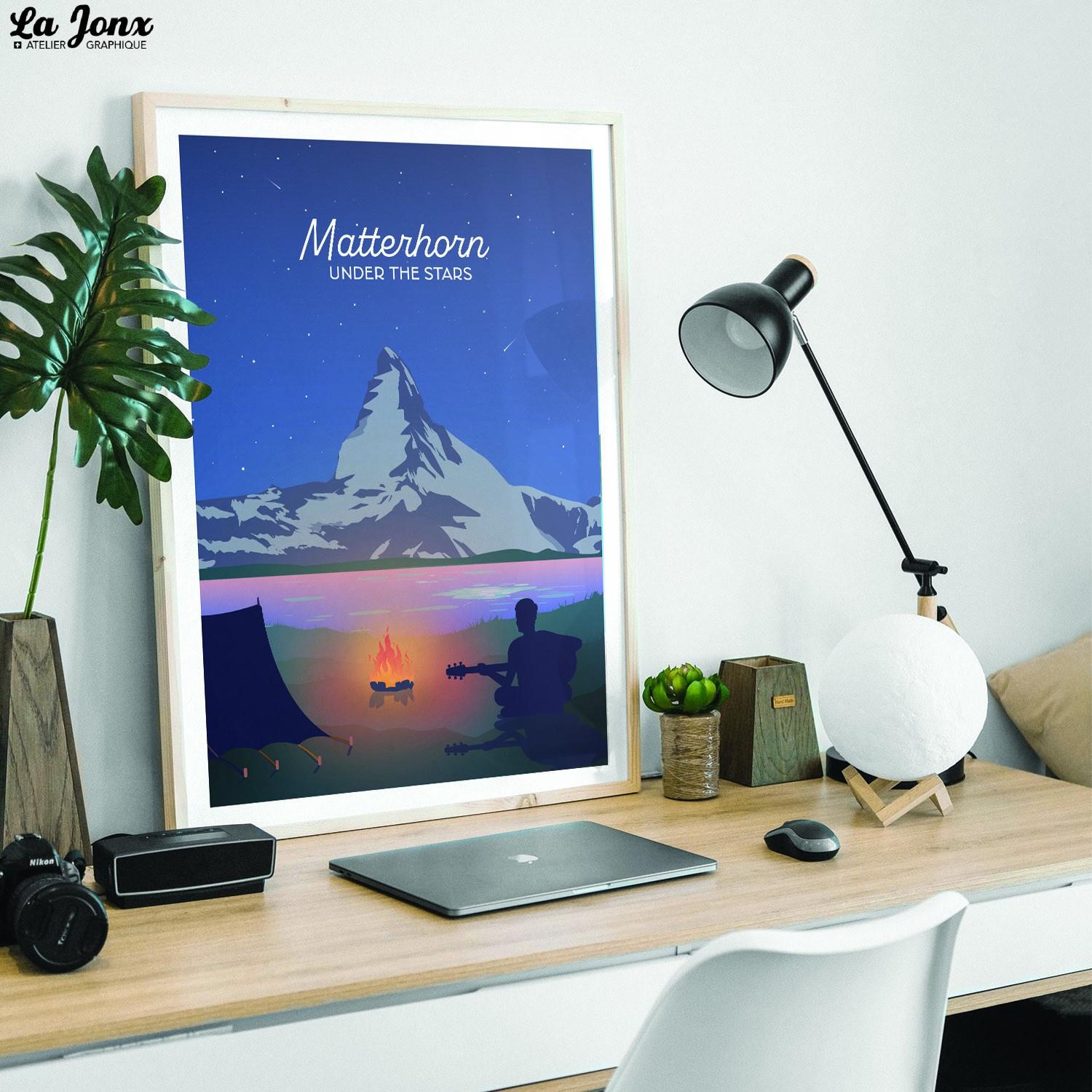 La-Jonx Matterhorn sous les étoiles - Poster  