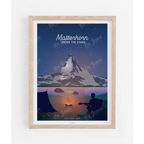 La-Jonx Matterhorn sous les étoiles - Poster  