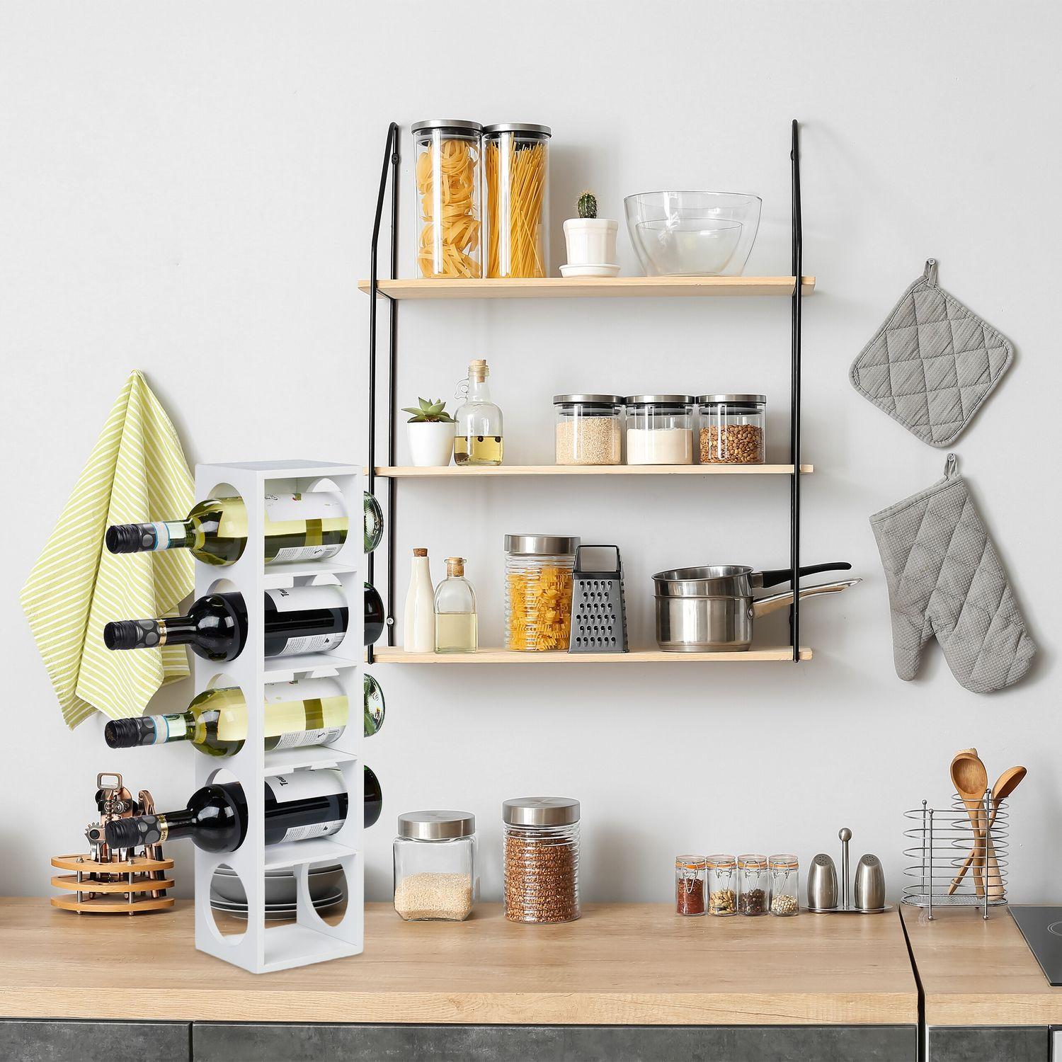 Northix Portabottiglie in bambù bianco  