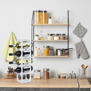 Northix Portabottiglie in bambù bianco  