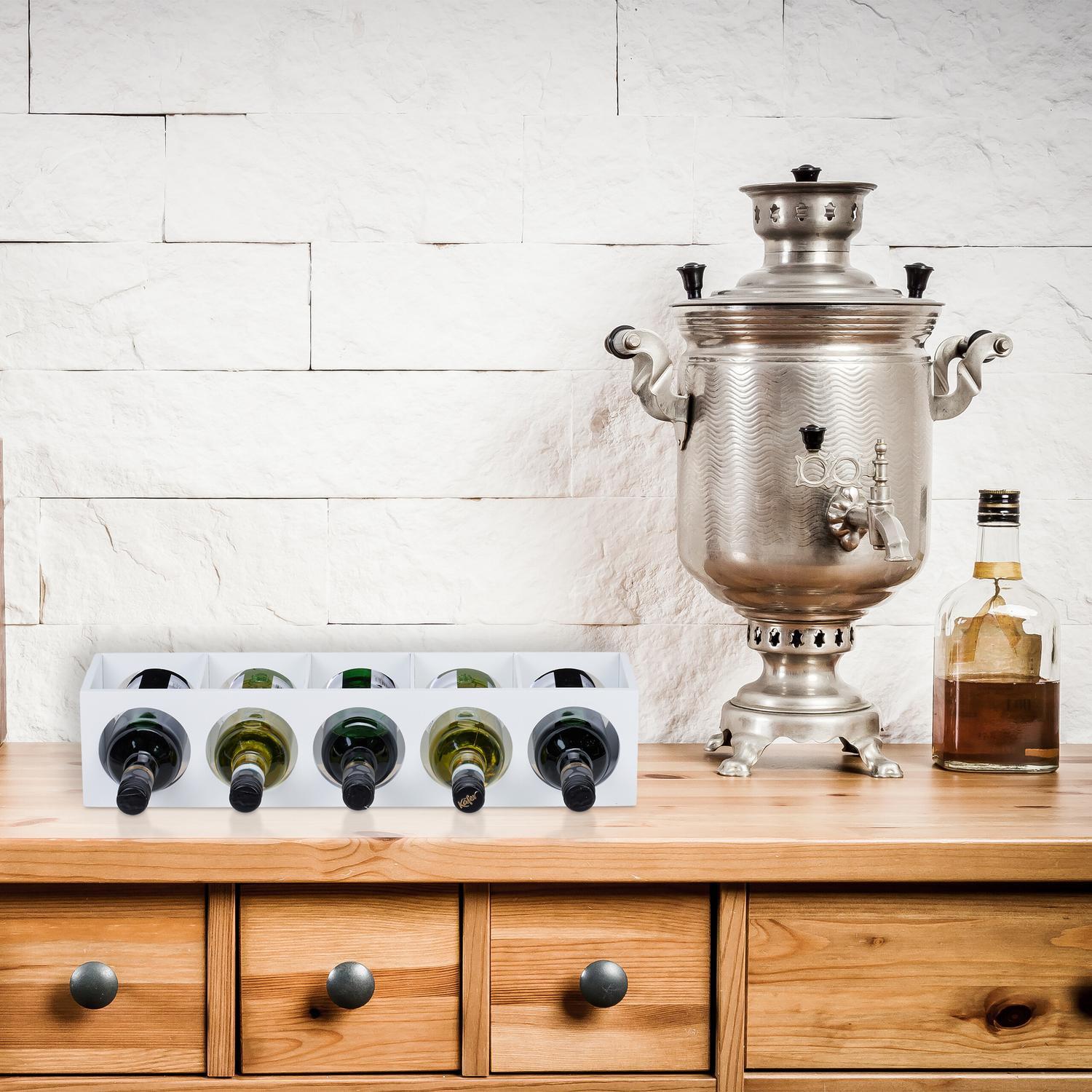 Northix Portabottiglie in bambù bianco  