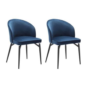 Lot de 2 chaises en velours et métal noir - Bleu - GILONA de Maison Céphy