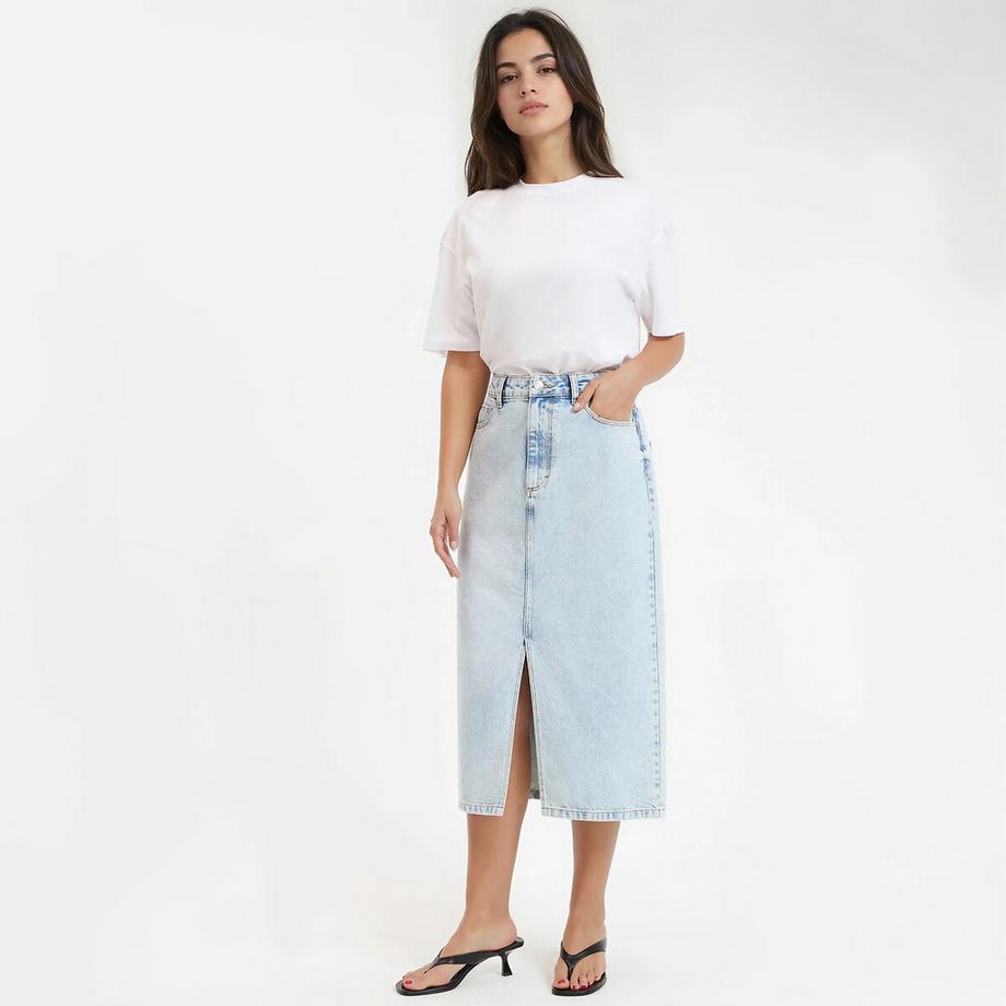 La Redoute Collections Jupe Midi Droite en Denim  