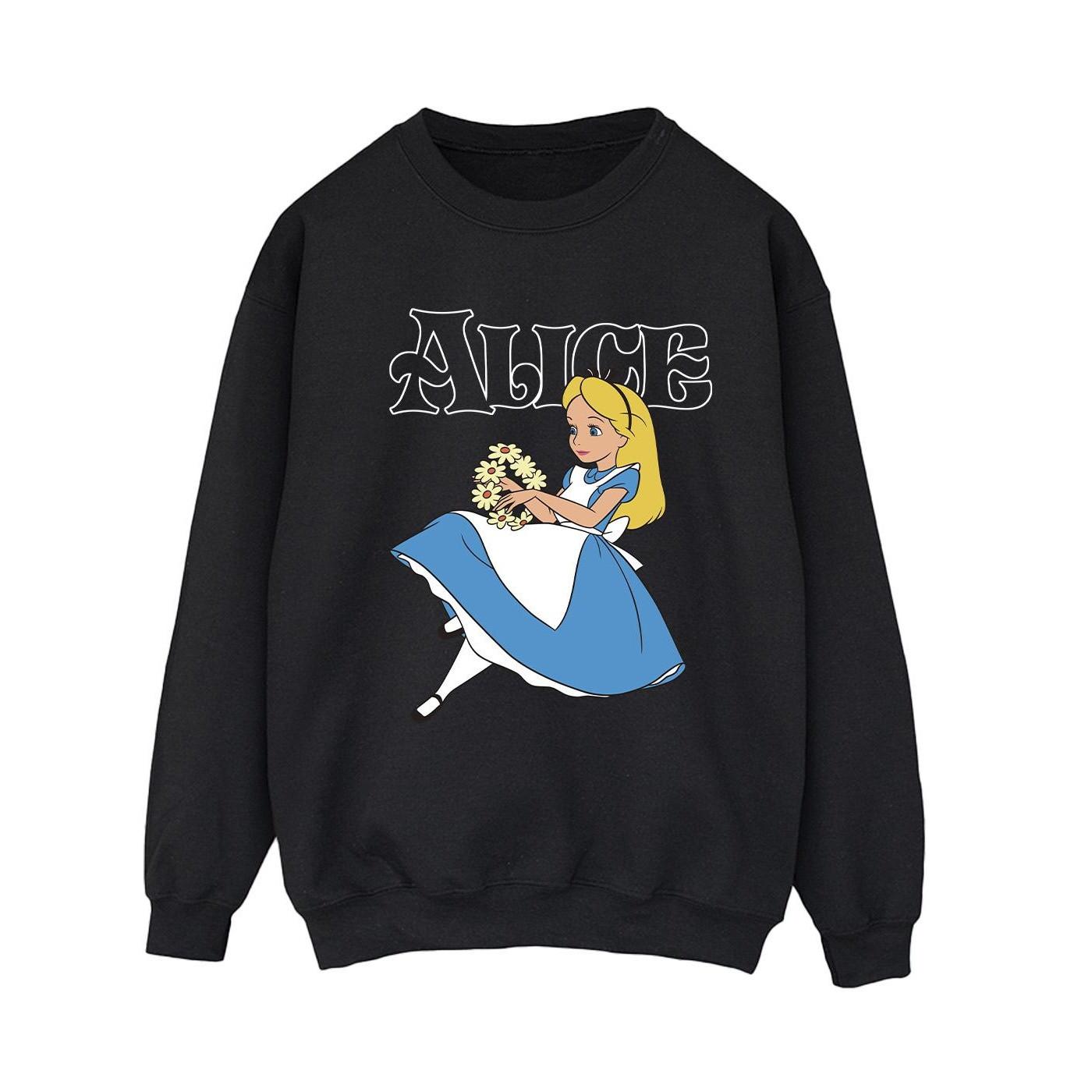 Image of Alice In Wonderland Flowers Sweatshirt Damen Schwarz S