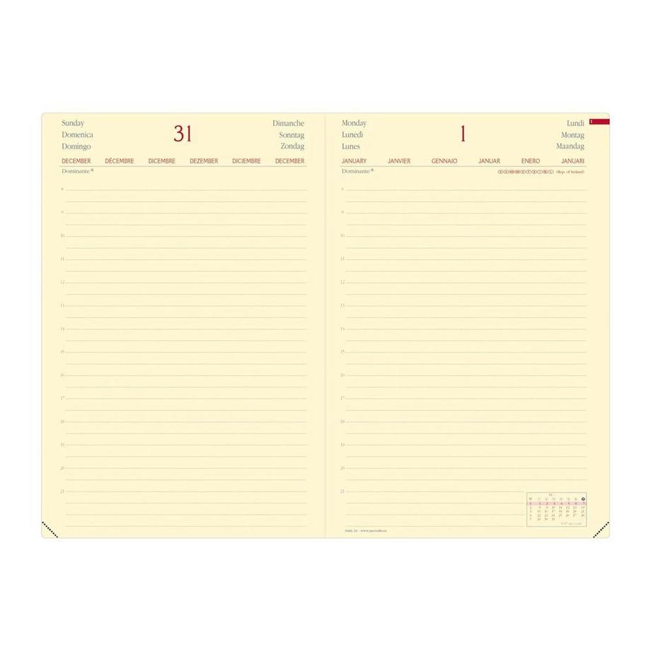 Quo Vadis Quo Vadis - Terminkalender - 2025 - Daily 24 - Tageskalender - Mehrsprachig - Silk - Blau - Jan/Dez - 16x24 cm - Clairefontaine-Papier Elfenbein - Hergestellt in Frankreich  