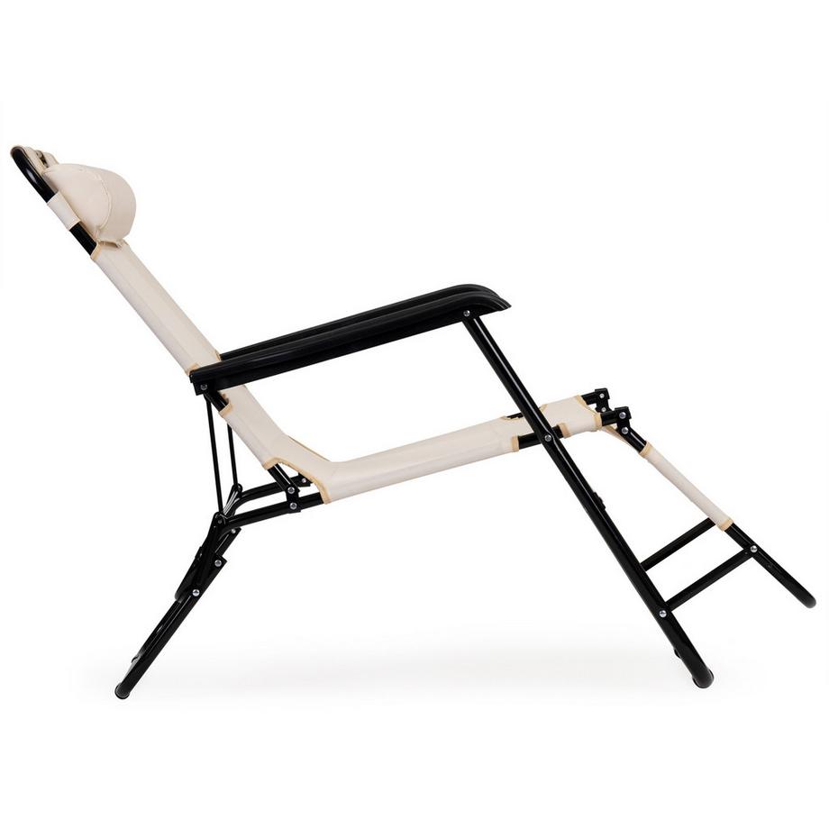 Northix Lettino da giardino con poggiatesta, struttura pieghevole, beige, MultiGarden  
