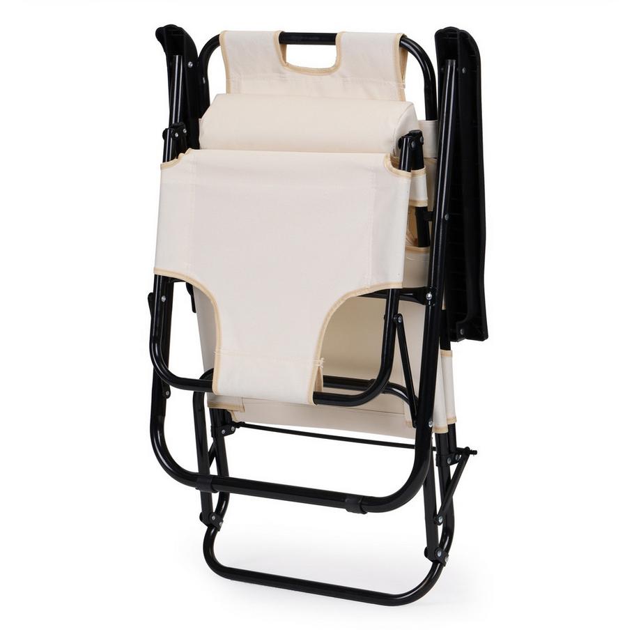 Northix Lettino da giardino con poggiatesta, struttura pieghevole, beige, MultiGarden  