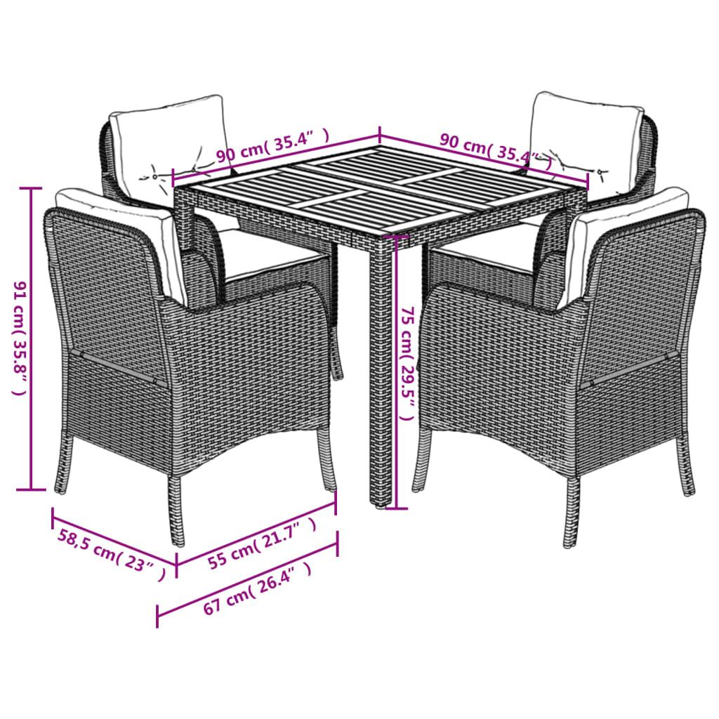 VidaXL Ensemble de salle à manger de jardin rotin synthétique  