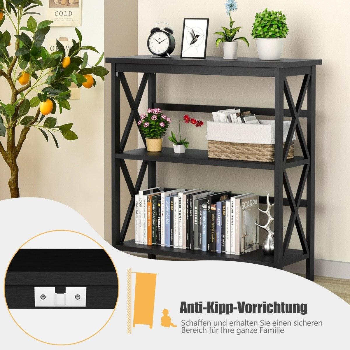 B2X Konsolentisch aus Holz mit Kippschutz & Stabilem Rahmen Moderner Beistelltisch 79 x 32 x 86 cm Schwarz  