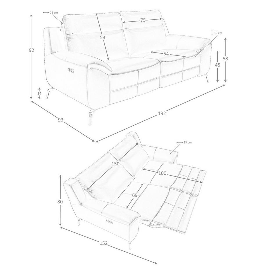ANGEL CERDA Divano relax a 2 posti in pelle nera  