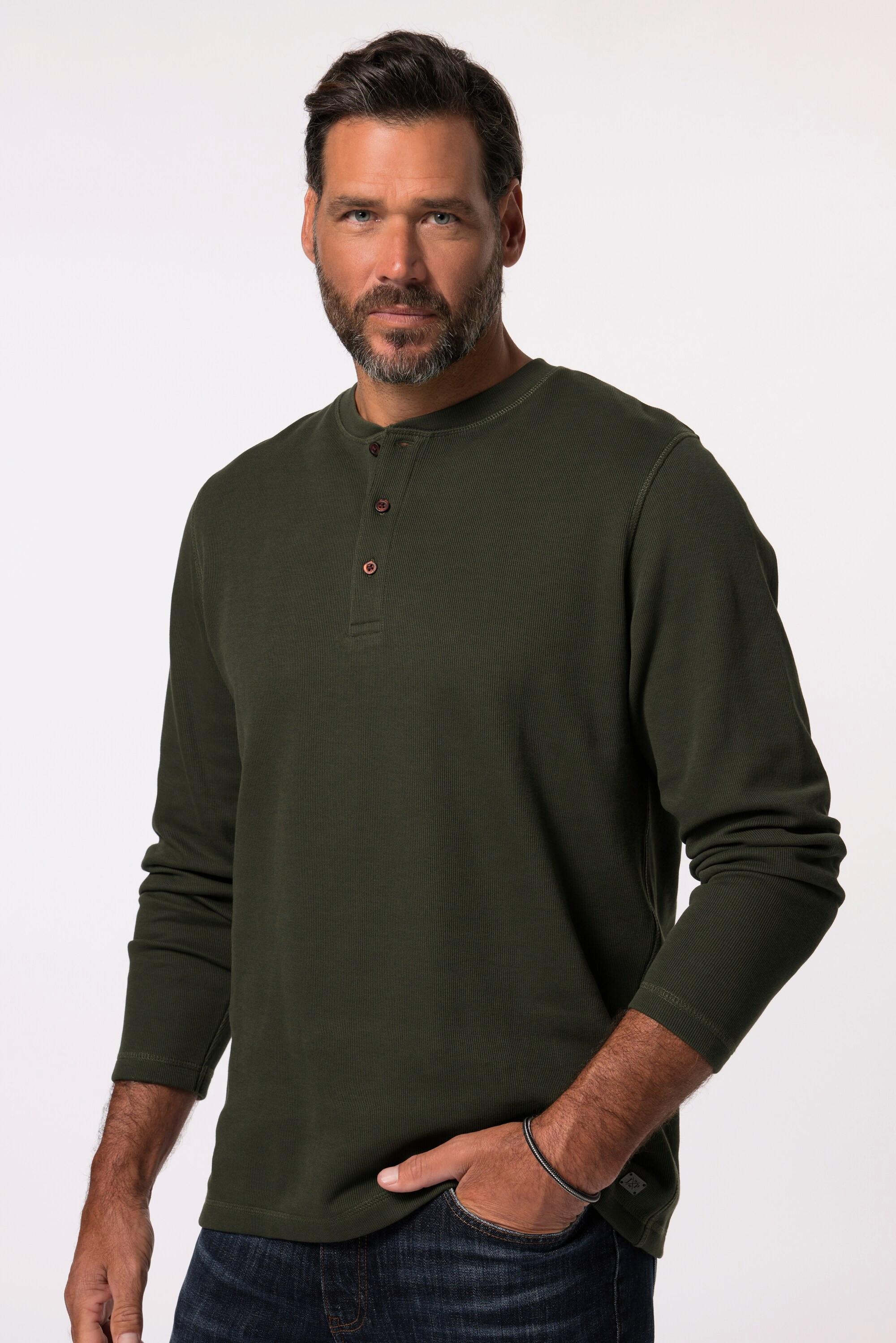 JP1880  Henley, Langarm, Piqué 