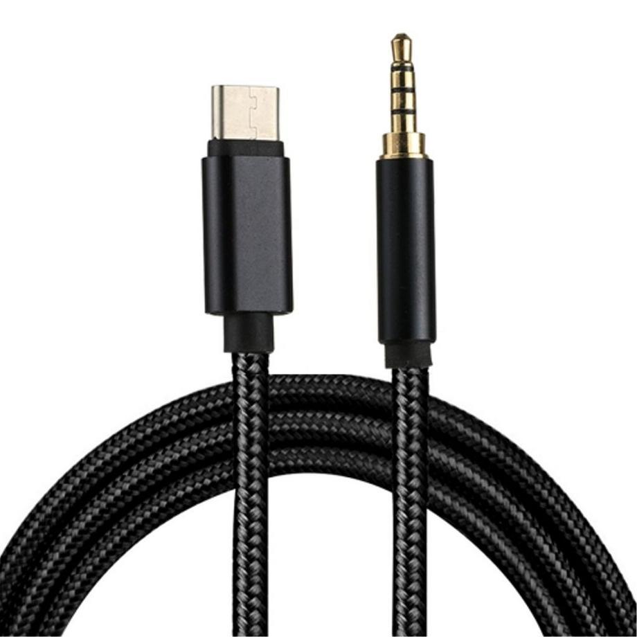 USB-C auf AUX 3,5 mm Audio-/Soundkabel, 1 m – Schwarz/Nylon