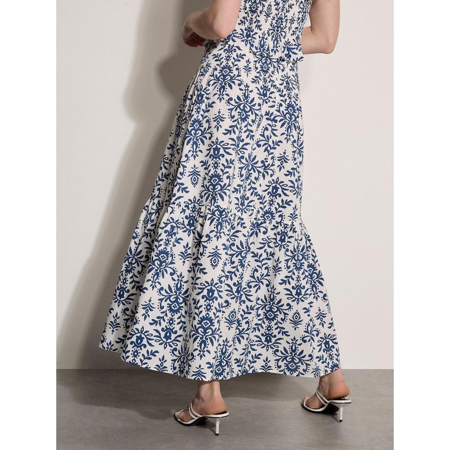 APRICOT Gonna lunga con stampa ikat e balze  