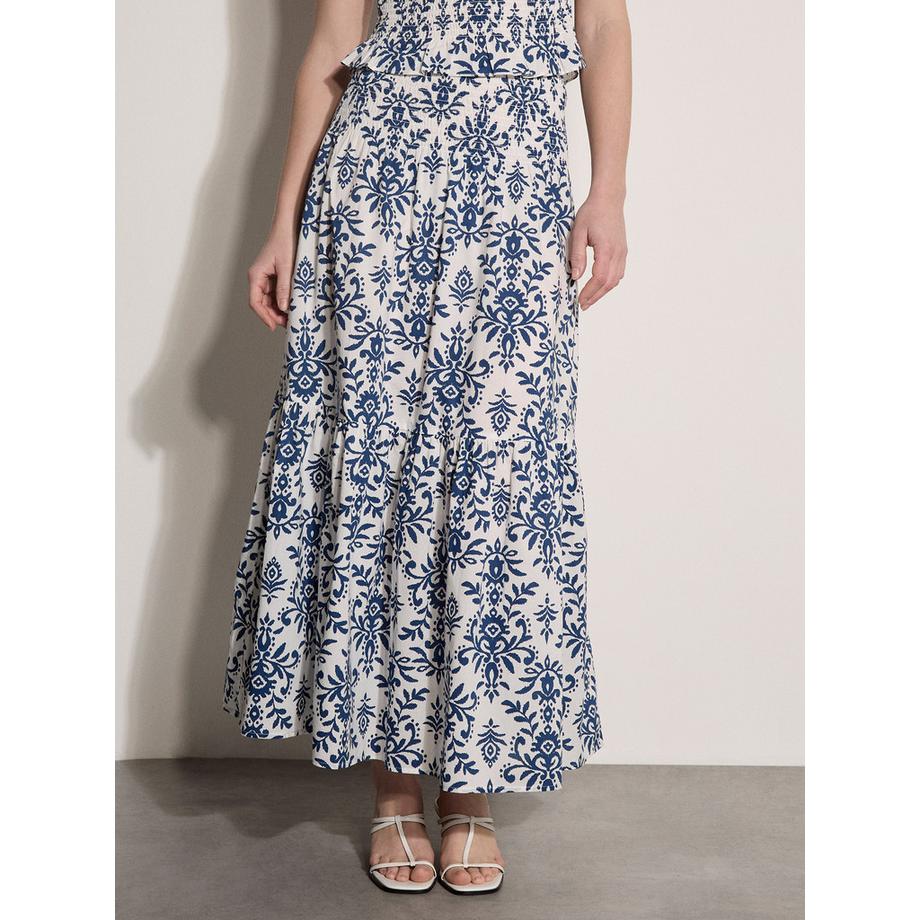 APRICOT Gonna lunga con stampa ikat e balze  