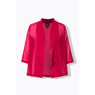 Ulla Popken  Giacca di chiffon dal taglio oversize con collo a scialle e maniche a 3/4 