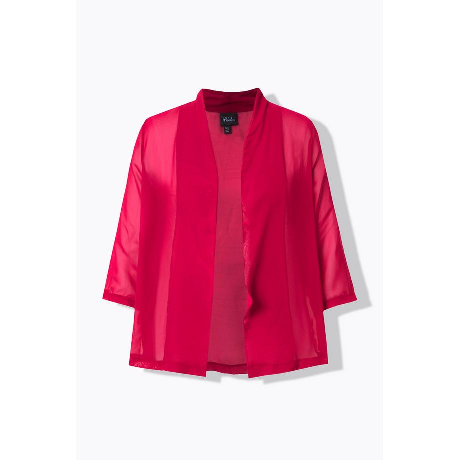 Ulla Popken Veste en mousseline oversize Col châle Manches 3/4  