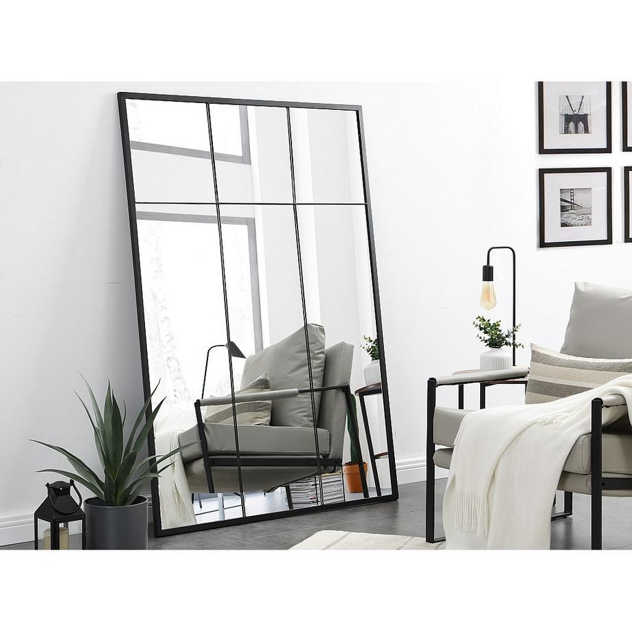 Vente-unique Miroir fenêtre industriel en fer - L.105 x H.150 cm - Noir - BELLAGIO  