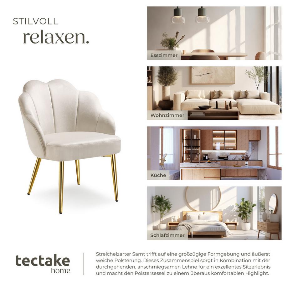 Tectake Poltrona da cocktail Hellen imbottita, con rivestimento in velluto  