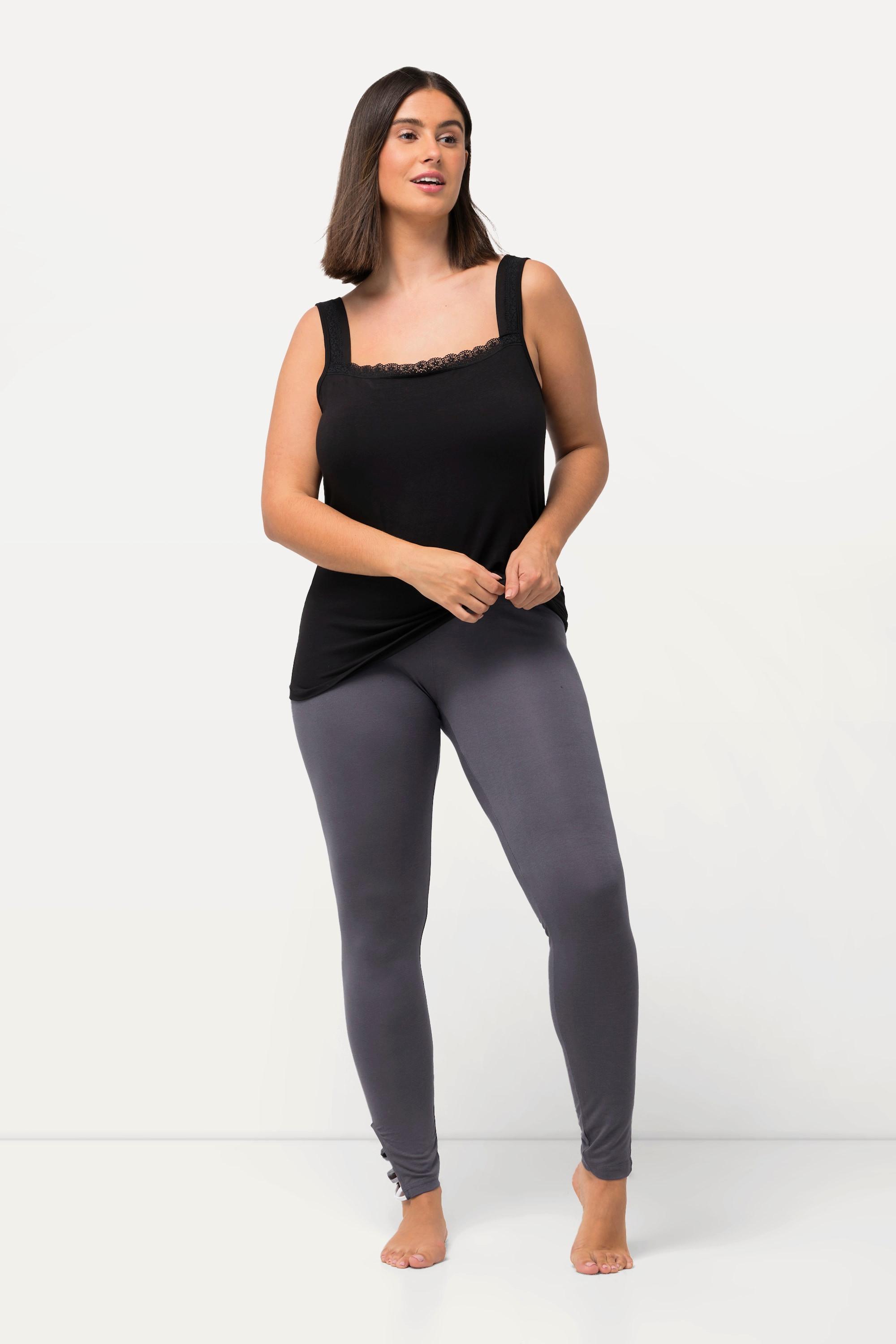 Ulla Popken  Leggings, Saum-Zierbänder, schmales Bein, Elastikbund 