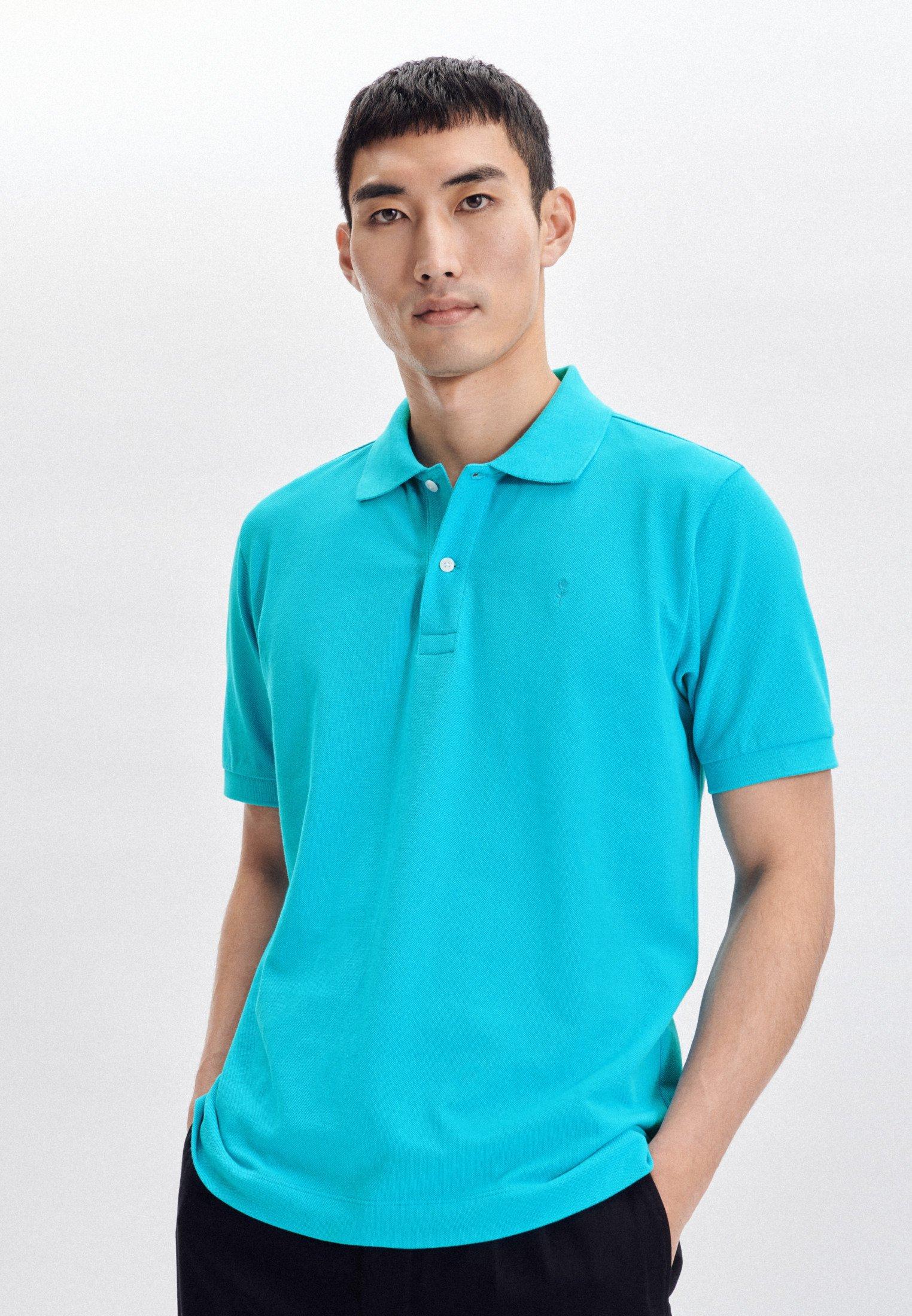 Image of Polo Regular Fit Kurzarm Uni Herren Türkisblau S