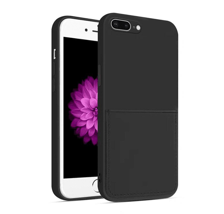 mobileup  Silikon Case mit Kartenfach iPhone 7 Plus / 8 Plus - Black 