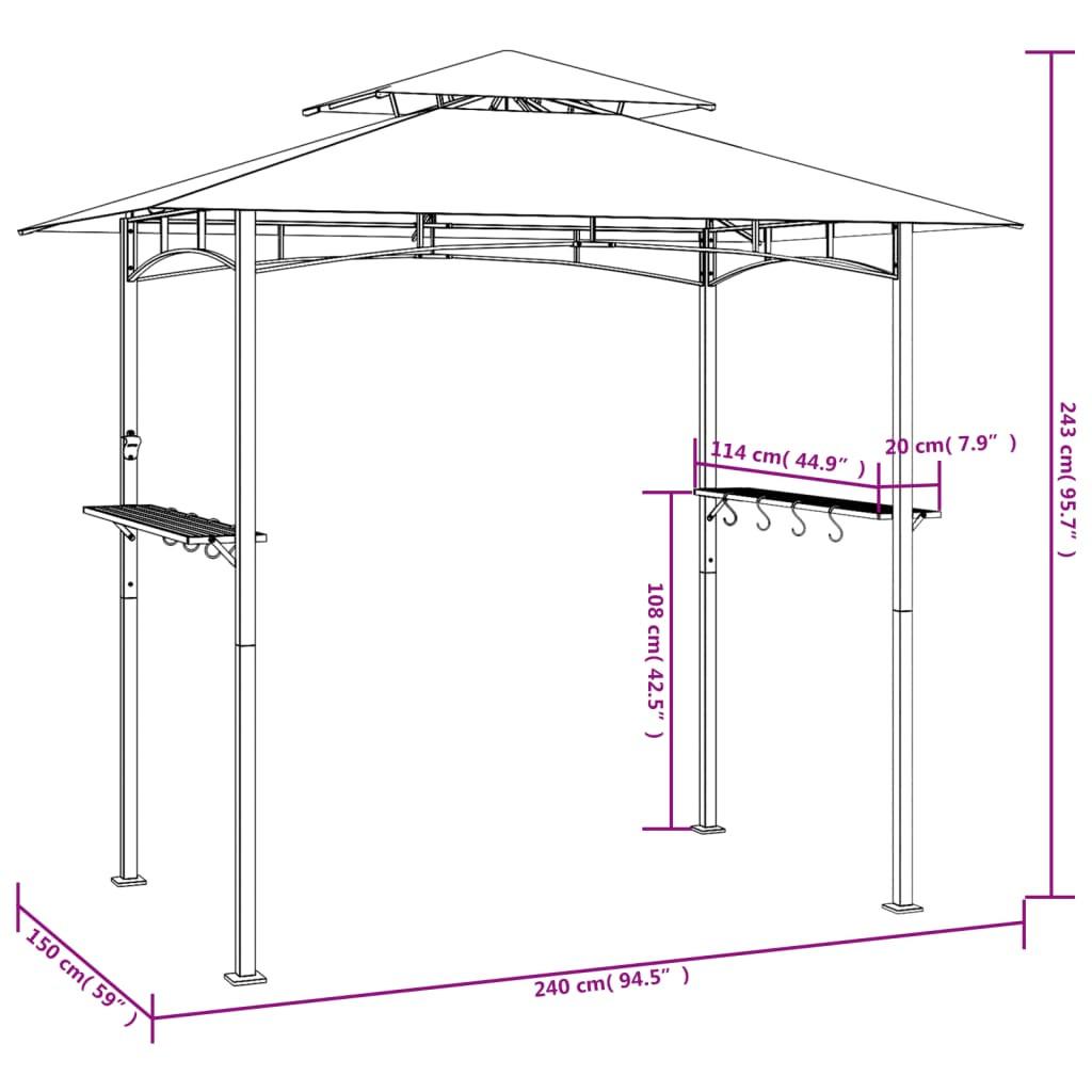 VidaXL gazebo per barbecue Acciaio  