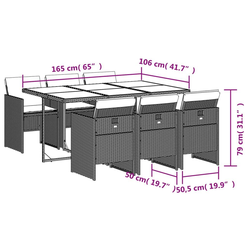 VidaXL Ensemble de salle à manger de jardin rotin synthétique  