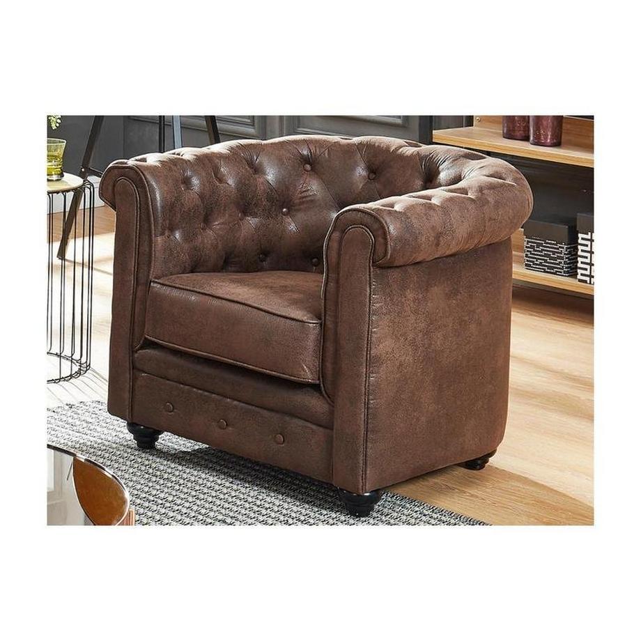 Vente-unique Couchgarnitur 3+1+1 - Microfaser - Vintage-Look - CHESTERFIELD  