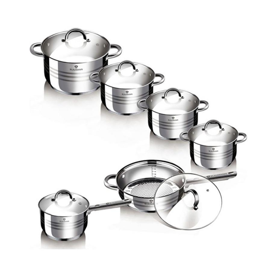 Blaumann Ensemble de casseroles en acier inoxydable 12 pièces  