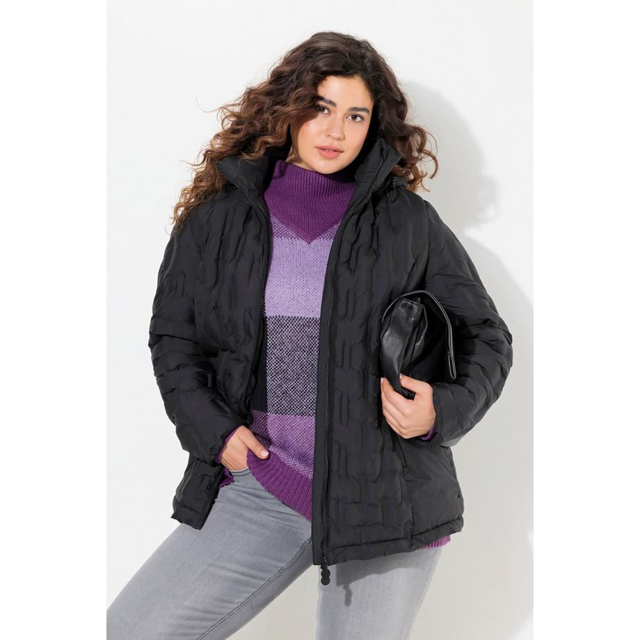 Ulla Popken Giacca Trapuntata Idrorepellente con Cappuccio  