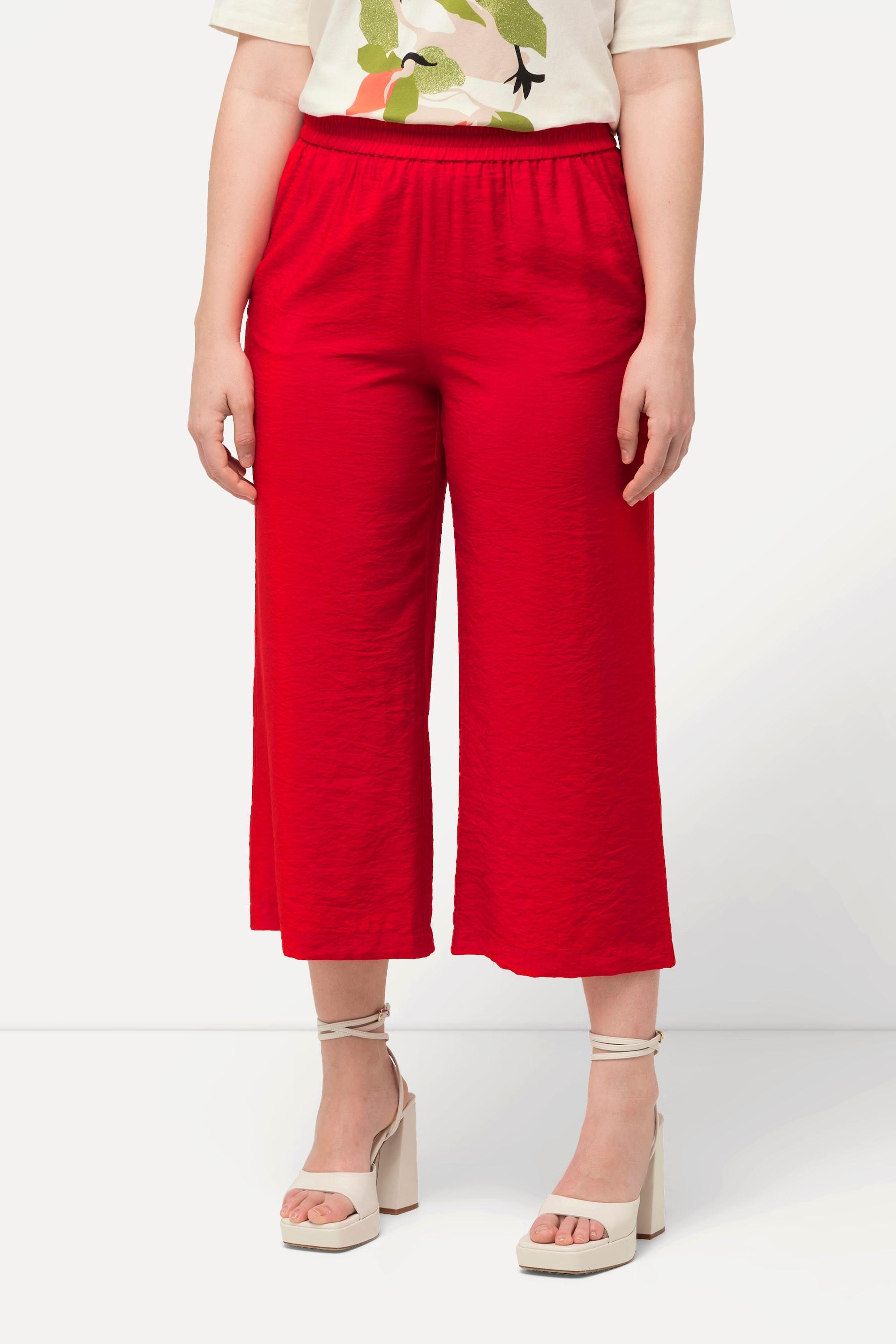 Ulla Popken  Jupe-culotte à jambe large et taille élastique, tissu à texture irrégulière 