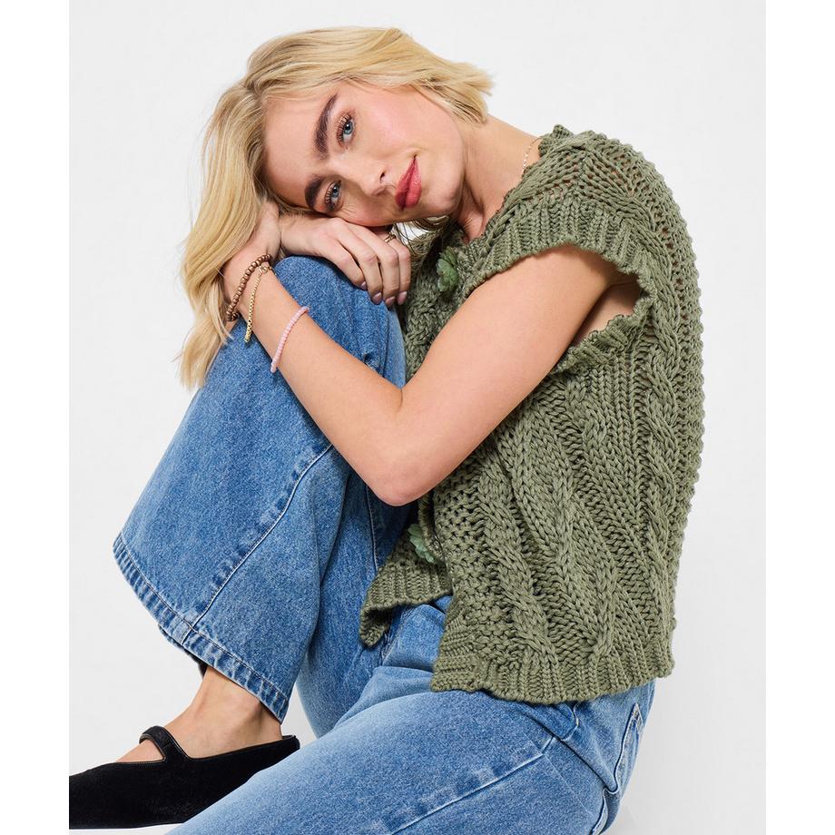 Joe Browns Ärmellose Strickweste Zopfmuster V-Ausschnitt  