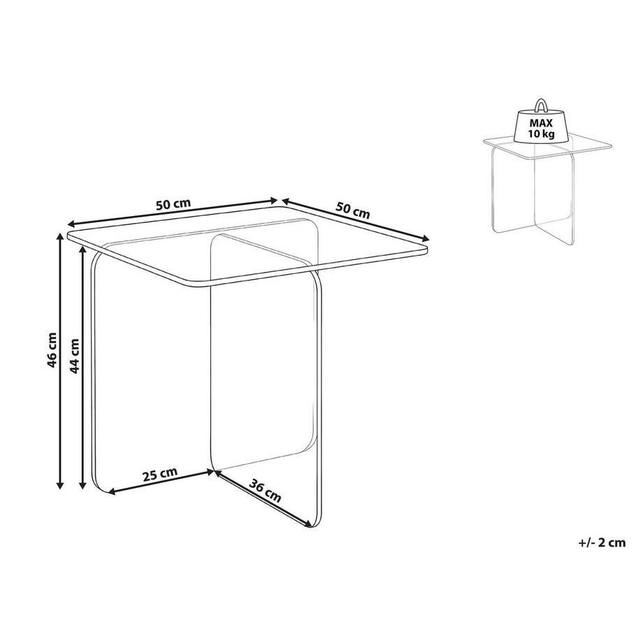 Beliani Table d'appoint en Verre de sécurité Minimaliste AMISK  
