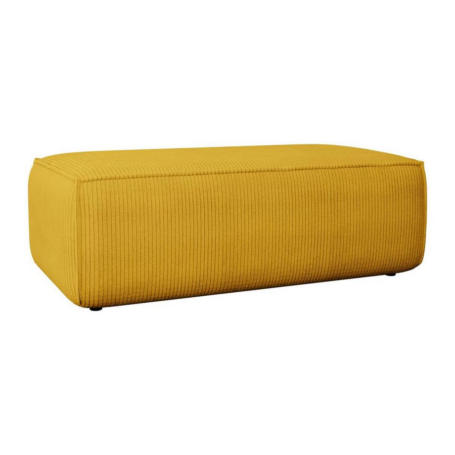 Vente-unique Pouf en velours côtelé jaune AMELIA  