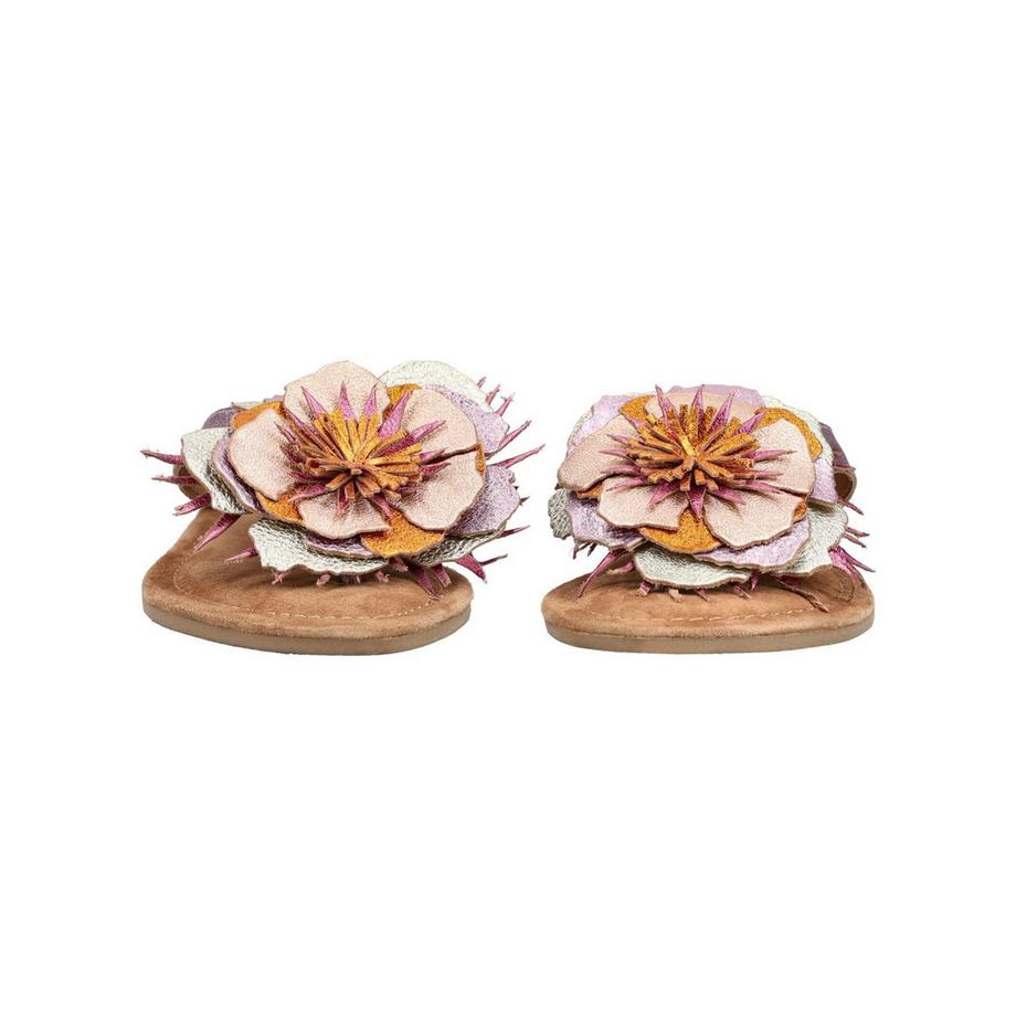 Lazamani Sandali con cinghia tra le dita decorati con fiori  