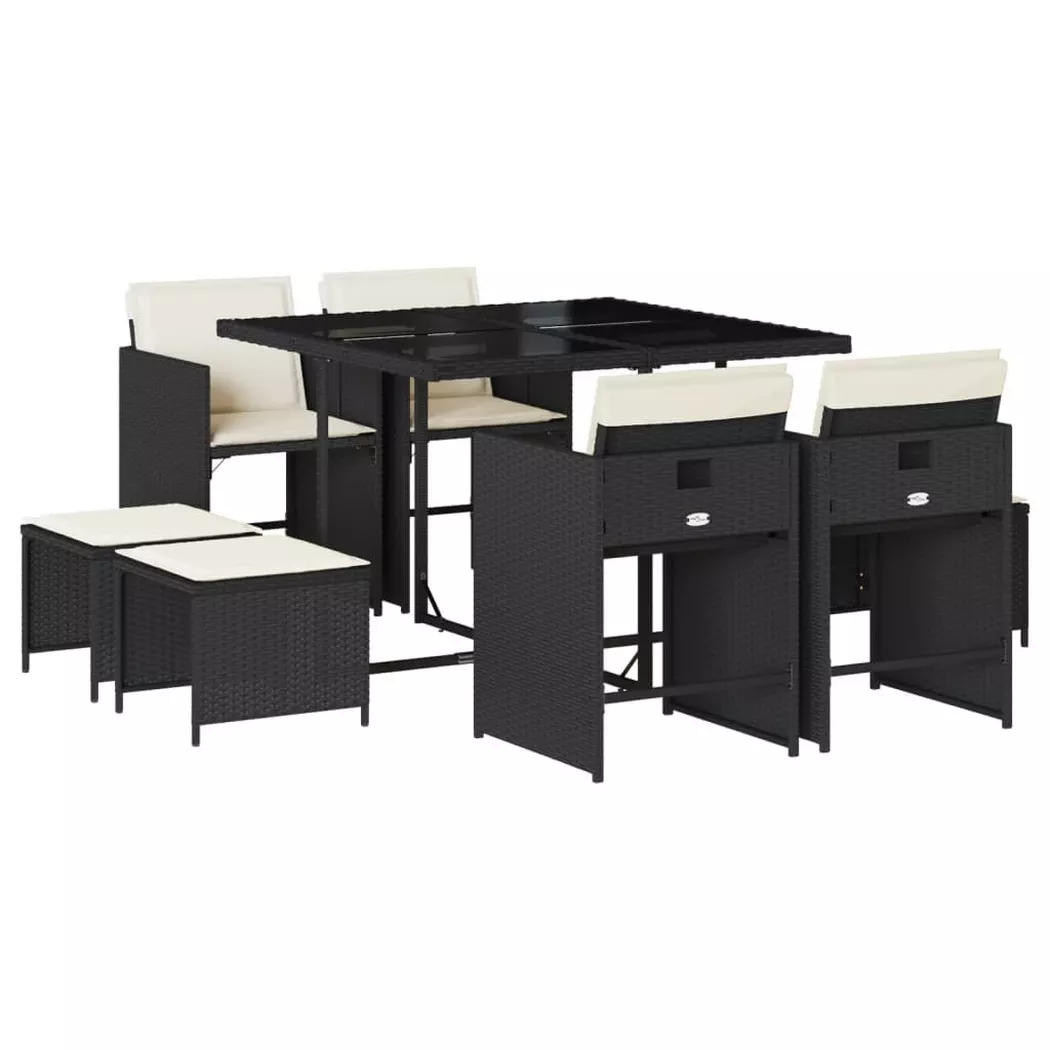 VidaXL - Garten essgruppe poly-rattan, One Size, Schwarz