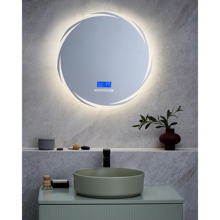 Beliani LED-Badezimmer-Spiegel aus Kunststoff Retro TANAY  