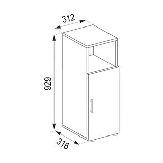 VCM Holz Midischrank | Badschrank mit offenem Fach und einer Drehtür | Maße H. 93 x B. 31 x T. 30 cm | Midischrank - Flandu  