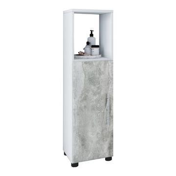 Holz Midischrank | Badschrank mit offenem Fach und einer Drehtür | Maße H. 93 x B. 31 x T. 30 cm | Midischrank - Flandu