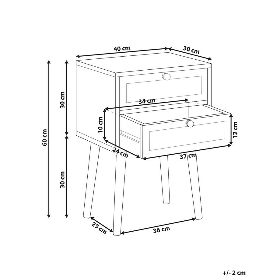 Beliani Comodino en Fibra a media densità (MDF)  BUTTE  