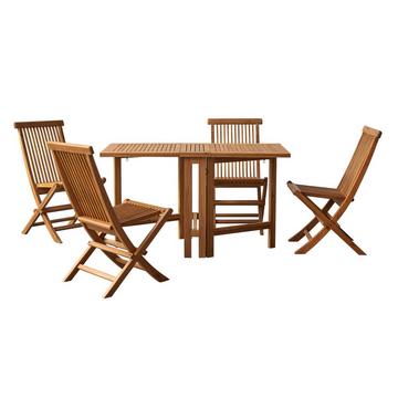 Ensemble de jardin pliant en acacia massif 4 chaises Capri