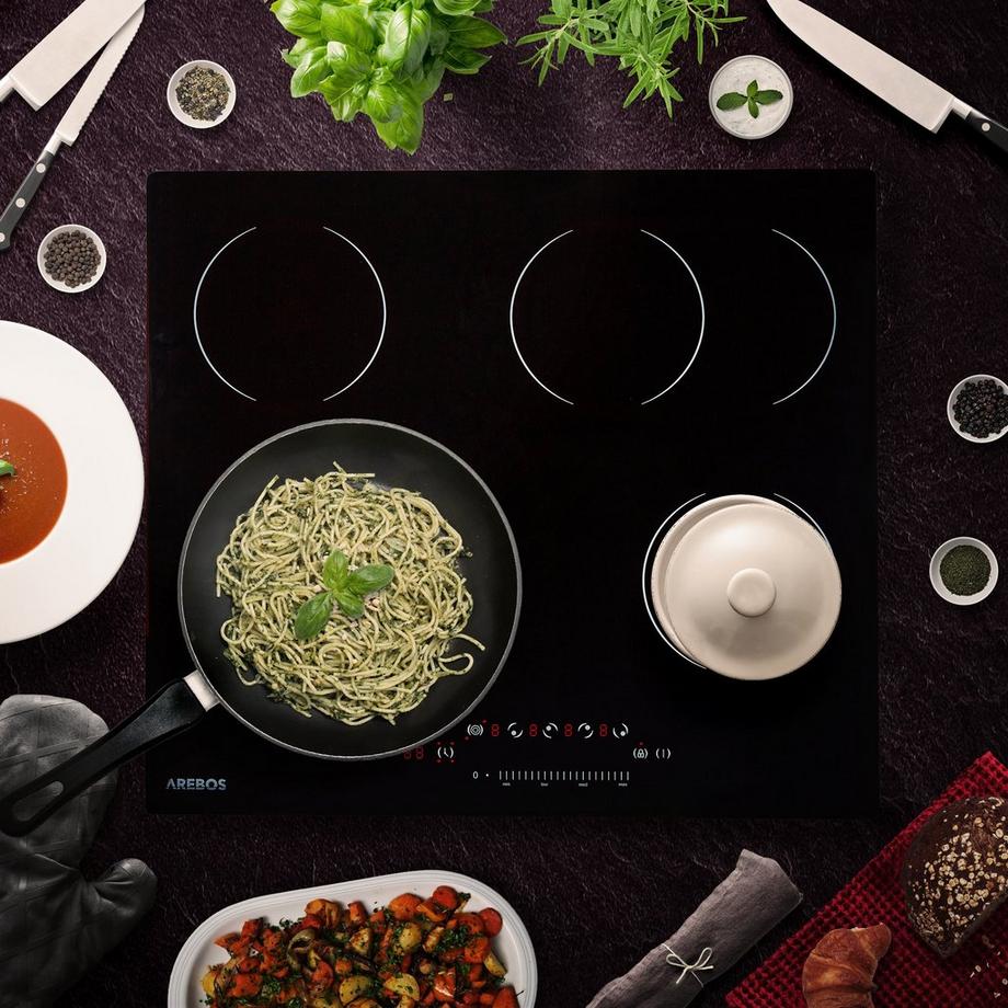 Arebos Glaskeramikkochfeld Glaskeramik autark Kochfeld 4 Kochzonen  
