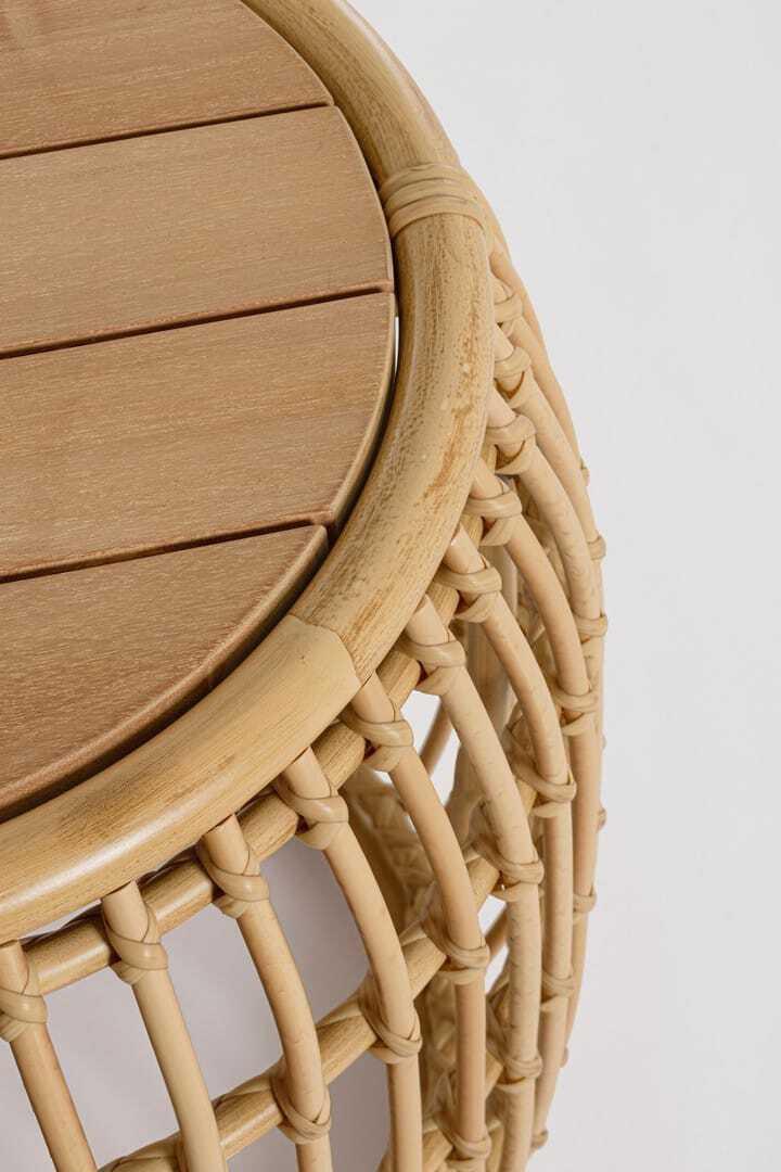 mutoni Jardin Table d&#039;appoint Mabel teck naturel rond 49  