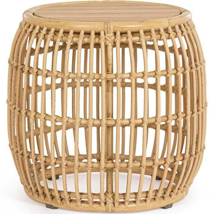 mutoni Jardin Table d&#039;appoint Mabel teck naturel rond 49  