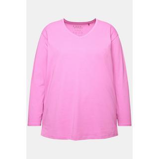 Ulla Popken  T-shirt coupe Relaxed Fit, col en V et manches longues 