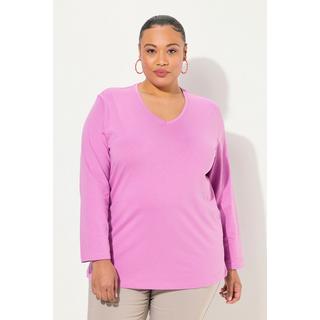 Ulla Popken  T-shirt coupe Relaxed Fit, col en V et manches longues 